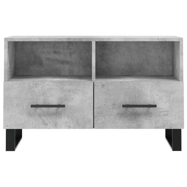 The Living Store TV-meubel Betongrijs - 80x36x50 cm - Bewerkt hout en ijzer