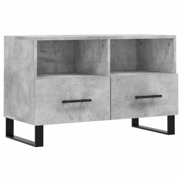 The Living Store TV-meubel Betongrijs - 80x36x50 cm - Bewerkt hout en ijzer