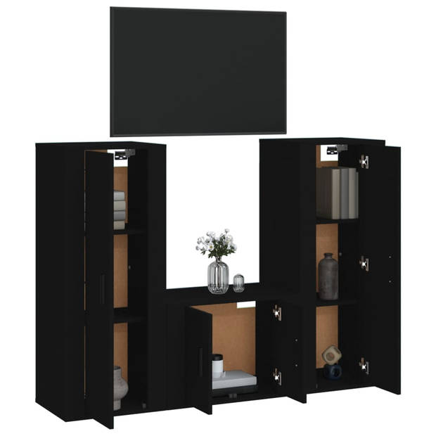 The Living Store Televisiekastenset - Klassiek design - Wandgemonteerd - Zwart - 40x34.5x100 cm - 57x34.5x40 cm