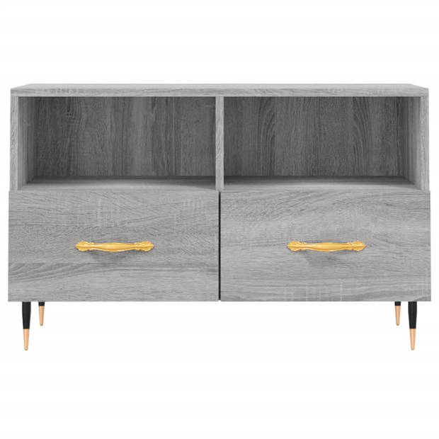 The Living Store Tv-meubel - Grijs Sonoma Eiken - 80 x 36 x 50 cm - Bewerkt hout en ijzer