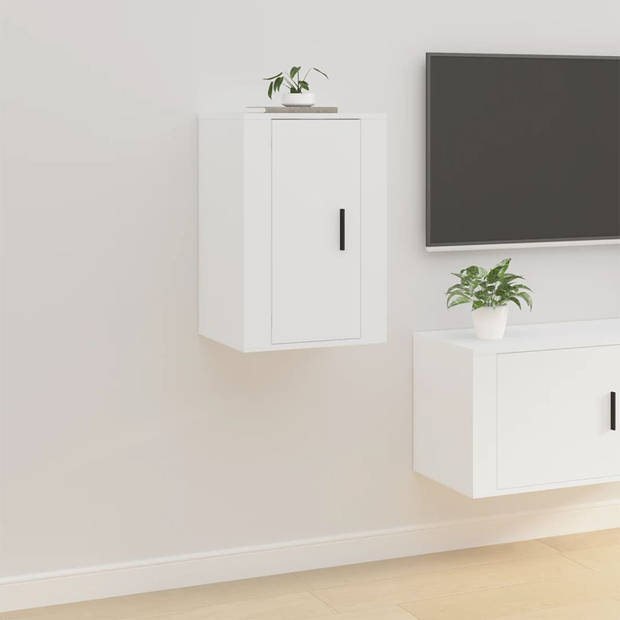 The Living Store Tv-wandmeubel - Wit - 40 x 34.5 x 60 cm - Bewerkt hout