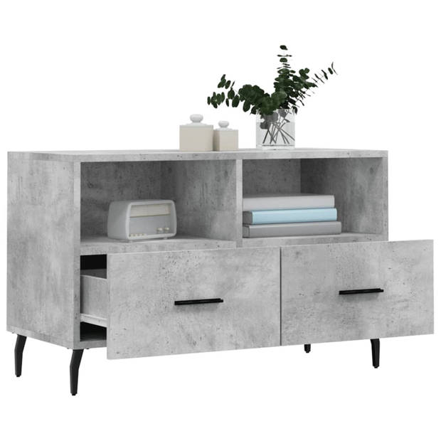 The Living Store TV-meubel - Betongrijs - 80 x 36 x 50 cm - Bewerkt hout en ijzer