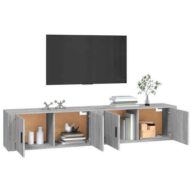 The Living Store TV-Wandmeubel - Grijs Sonoma Eiken - 100 x 34.5 x 40 cm - 2 stuks