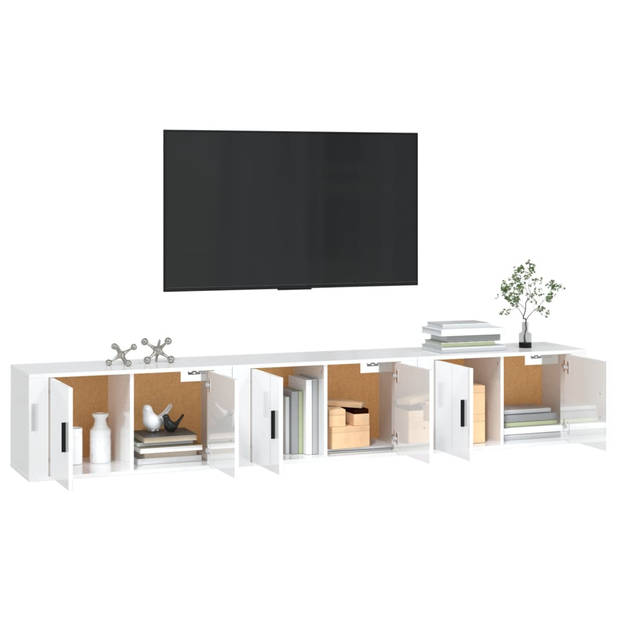 The Living Store TV-wandmeubel - Hoogglans wit - 80 x 34.5 x 40 cm - 3-delig