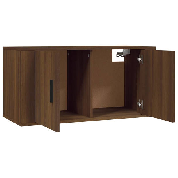 The Living Store TV-wandmeubel - Bruineiken - 80 x 34.5 x 40 cm - Bewerkt hout