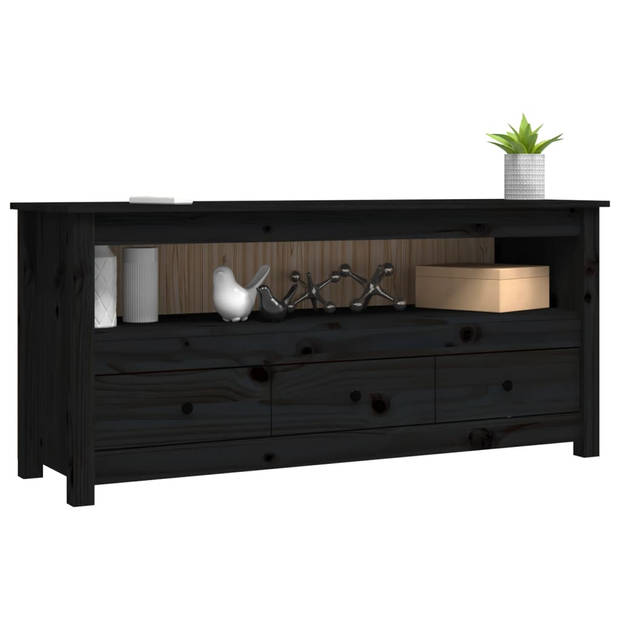 The Living Store Tv-meubel Grenenhout - Landelijke stijl - 114x35x52 cm - Zwart