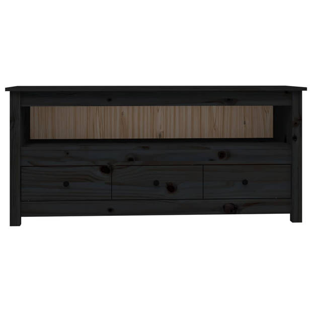 The Living Store Tv-meubel Grenenhout - Landelijke stijl - 114x35x52 cm - Zwart