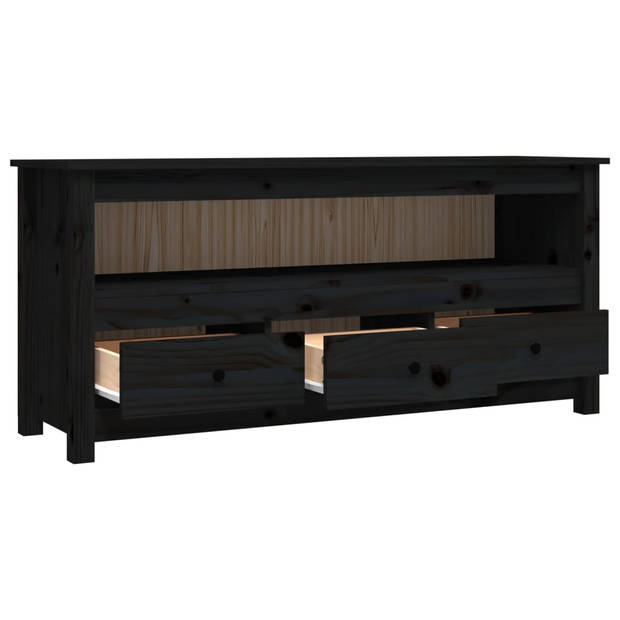 The Living Store Tv-meubel Grenenhout - Landelijke stijl - 114x35x52 cm - Zwart