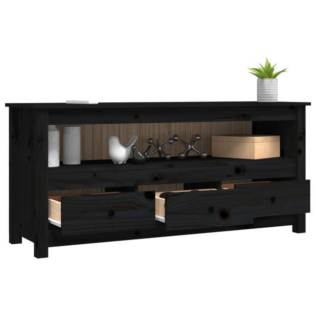 The Living Store Tv-meubel Grenenhout - Landelijke stijl - 114x35x52 cm - Zwart