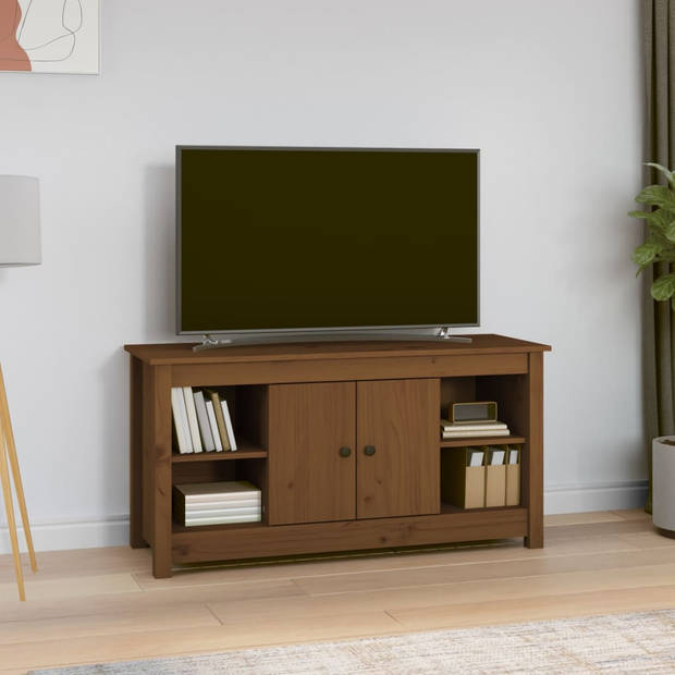 The Living Store TV Kast Grenenhout - Honingbruin - 103x36.5x52 cm