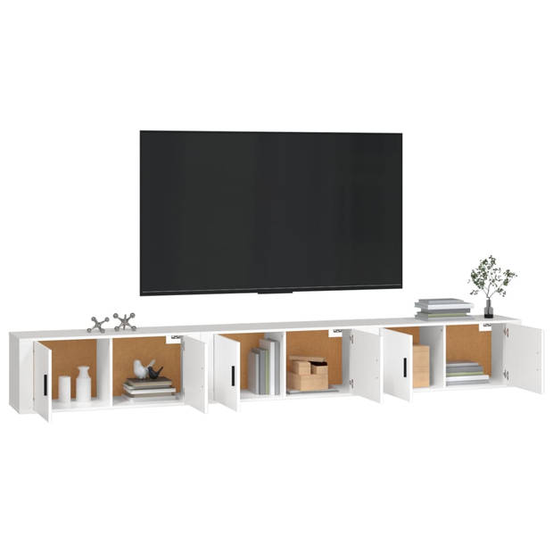 The Living Store Televisiewandmeubel - TV-kast wit 100x34.5x40 cm - 3 stuks