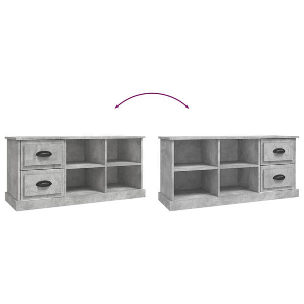 The Living Store TV-meubel Betongrijs - 102 x 35.5 x 47.5 cm - met Lades - Open Vakken