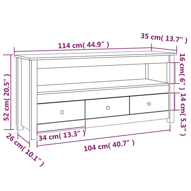 The Living Store TV-meubel Grenenhout - Landelijke stijl - 114 x 35 x 52 cm