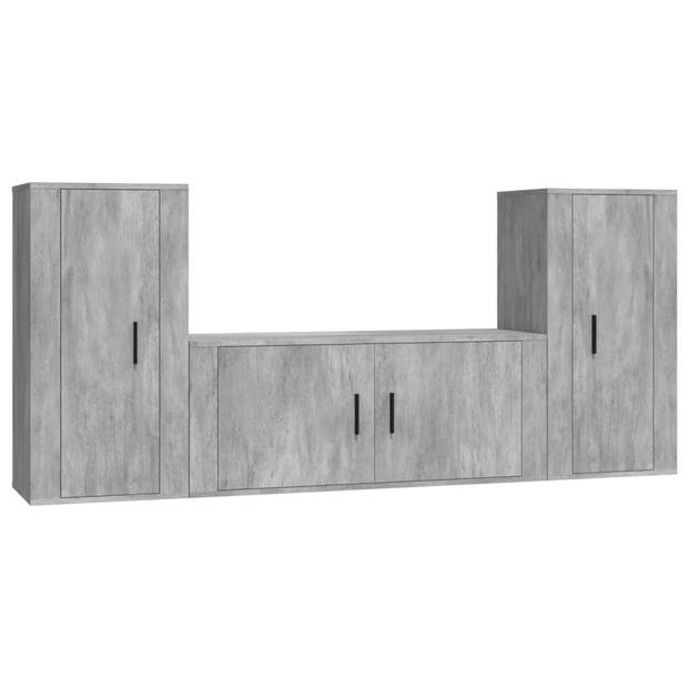 The Living Store TV-Meubelset - Betongrijs - 100 x 34.5 x 40 cm - Wandgemonteerd