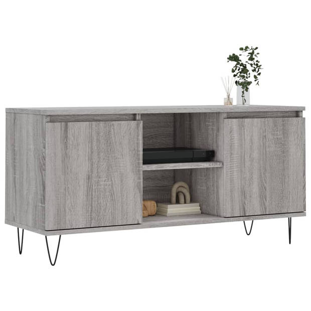 The Living Store Tv-meubel - Tv-kast - 104 x 35 x 50 cm - Grijs Sonoma Eiken