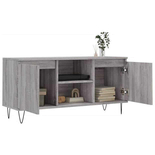 The Living Store Tv-meubel - Tv-kast - 104 x 35 x 50 cm - Grijs Sonoma Eiken