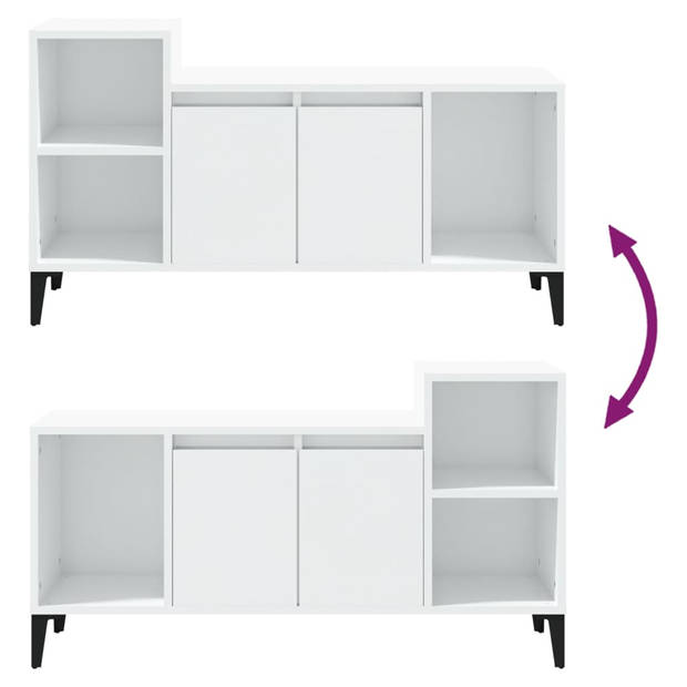 The Living Store TV-kast - Klassiek - Stereokast - Afmetingen- 100 x 35 x 55 cm - Ken- Hoogglans wit