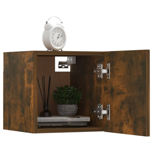 The Living Store TV-meubel 4-vaks - 30.5x30x30 cm - Gerookt eiken