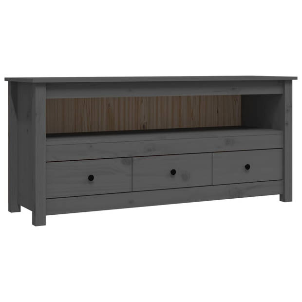 The Living Store Tv-meubel Grenenhout Grijs - 114 x 35 x 52 cm - Landelijke stijl