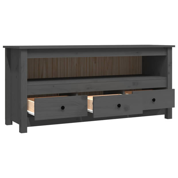 The Living Store Tv-meubel Grenenhout Grijs - 114 x 35 x 52 cm - Landelijke stijl