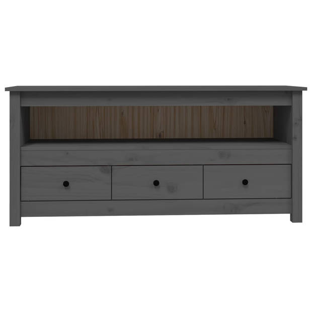 The Living Store Tv-meubel Grenenhout Grijs - 114 x 35 x 52 cm - Landelijke stijl