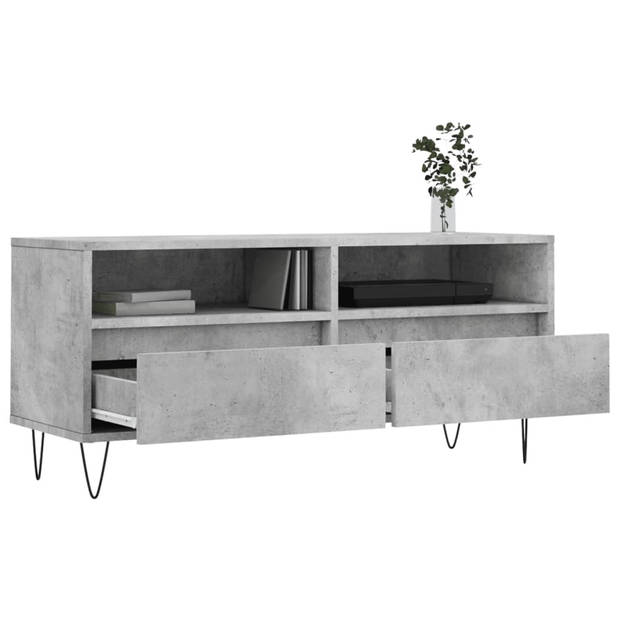 The Living Store TV-meubel Betongrijs - 100 x 34.5 x 44.5 cm - Ruime opbergruimte