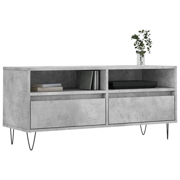 The Living Store TV-meubel Betongrijs - 100 x 34.5 x 44.5 cm - Ruime opbergruimte