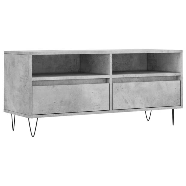 The Living Store TV-meubel Betongrijs - 100 x 34.5 x 44.5 cm - Ruime opbergruimte