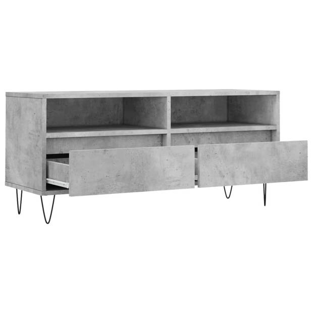The Living Store TV-meubel Betongrijs - 100 x 34.5 x 44.5 cm - Ruime opbergruimte