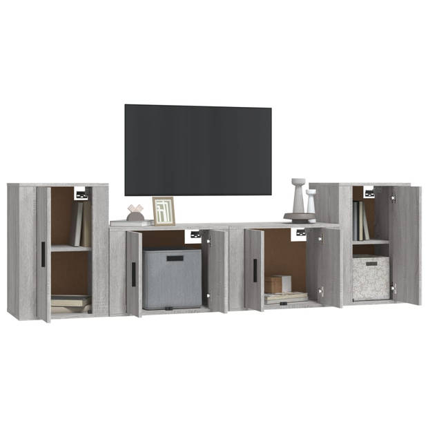 The Living Store Televisiekastenset - TV-meubel - 57x34.5x40 cm - Wandgemonteerd - Grijs sonoma eiken