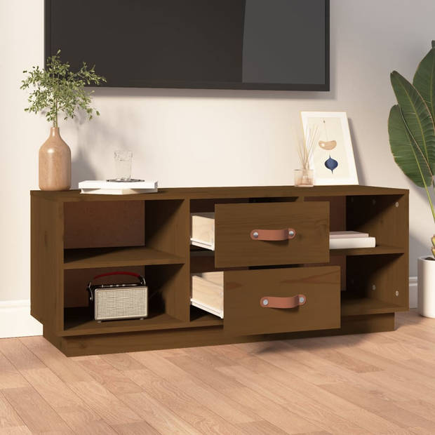 The Living Store Tv-meubel - Trendy - Houten televisiemeubel - 100x34x40 cm - Massief grenenhout