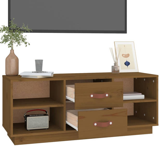 The Living Store Tv-meubel - Trendy - Houten televisiemeubel - 100x34x40 cm - Massief grenenhout