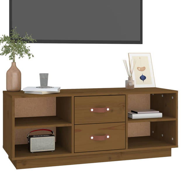 The Living Store Tv-meubel - Trendy - Houten televisiemeubel - 100x34x40 cm - Massief grenenhout