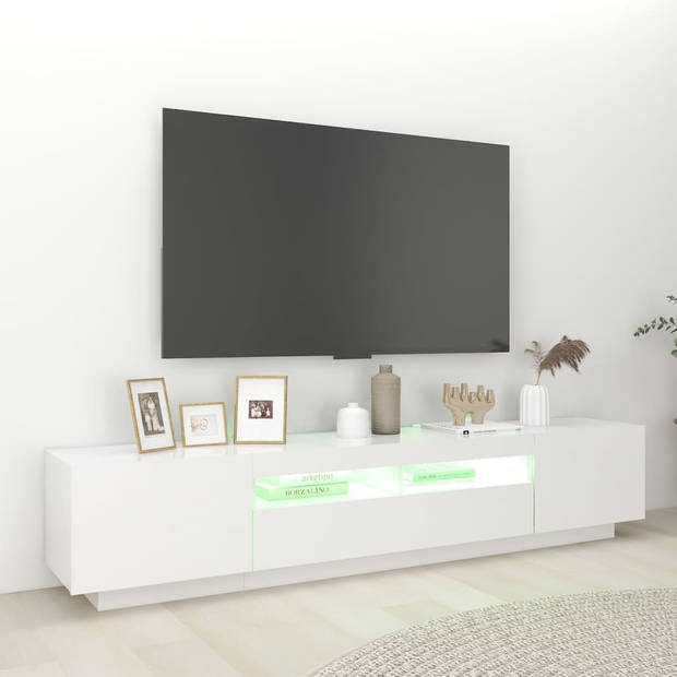 The Living Store TV-meubel Hifi - 200 x 35 x 40 cm - Met RGB LED-verlichting