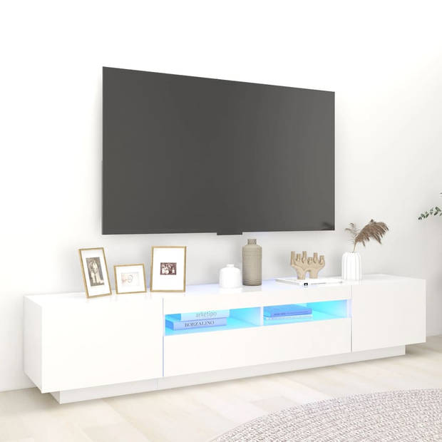 The Living Store TV-meubel Hifi - 200 x 35 x 40 cm - Met RGB LED-verlichting