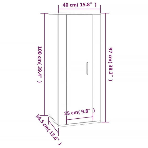 The Living Store Televisiekastenset - Klassiek - TV-meubel - 80x34.5x40 cm - 40x34.5x100 cm - Zwart hout