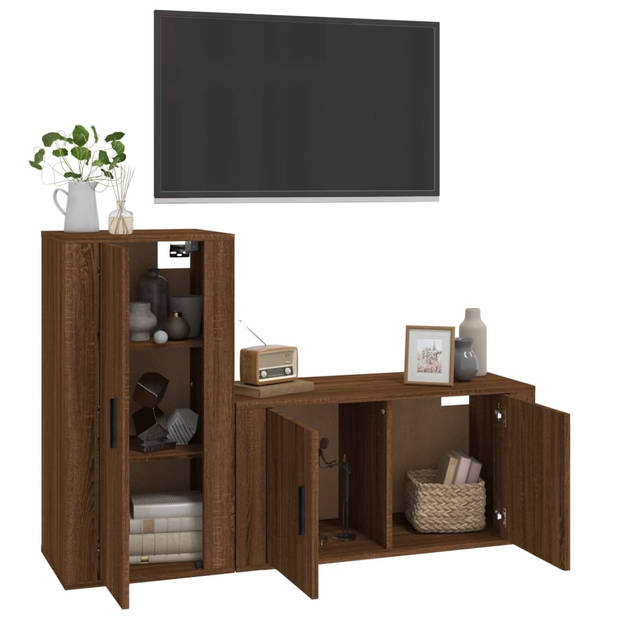 The Living Store TV-meubelset Classic - Bruineiken - 80x34.5x40 cm - 40x34.5x80 cm