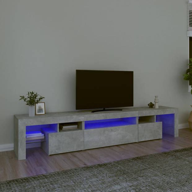The Living Store TV-meubel Betongrijs 215x36.5x40 cm - LED-verlichting