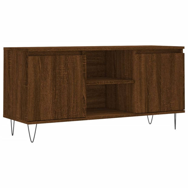 The Living Store Tv-meubel - bruineiken - 104 x 35 x 50 cm - bewerkt hout en ijzer