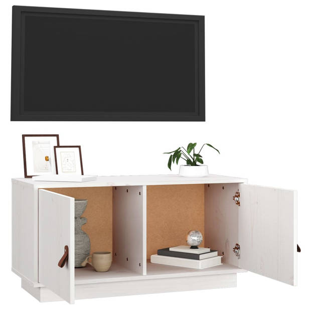 The Living Store TV-meubel Grenenhout - 80 x 34 x 40 cm - Wit