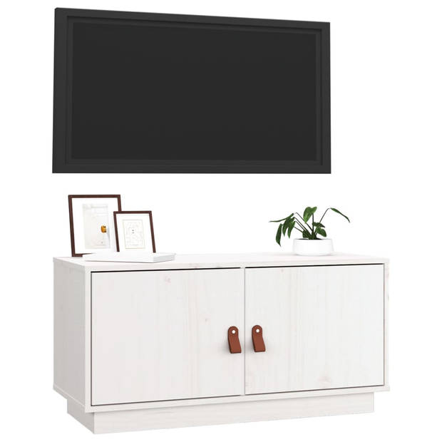 The Living Store TV-meubel Grenenhout - 80 x 34 x 40 cm - Wit