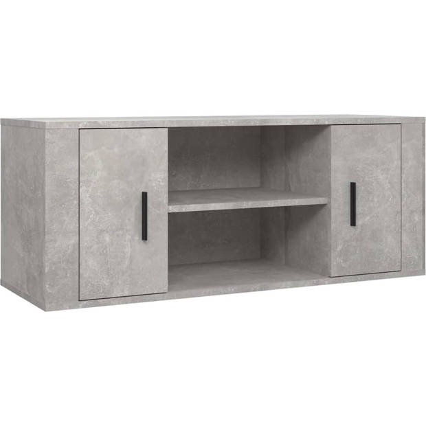 The Living Store TV-meubel Betongrijs 100x35x40 cm - Stijlvolle opbergruimte