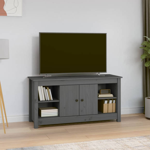 The Living Store TV-kast Grenenhout Grijs 103x36.5x52cm - Trendy design