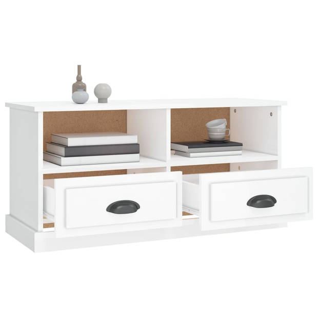 The Living Store Tv-meubel - Trendy - Tv-meubels - 93 x 35.5 x 45 cm - Hoogglans wit