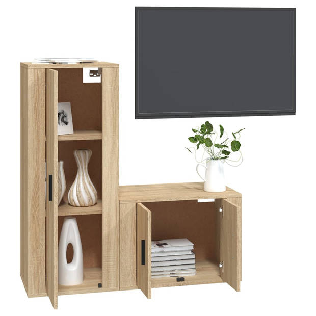 The Living Store Televisiekastenset - Sonoma eiken - 57x34.5x40cm - 40x34.5x100cm - Trendy en praktisch