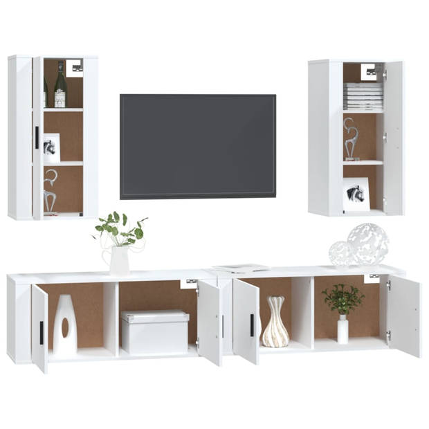 The Living Store TV Meubelset - TV-meubel - 2 stuks - 100x34.5x40 cm / 40x34.5x80 cm - Wit