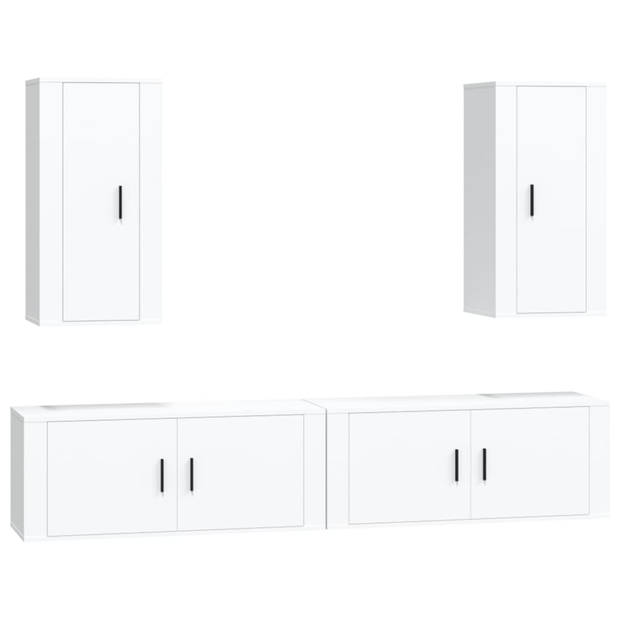 The Living Store TV Meubelset - TV-meubel - 2 stuks - 100x34.5x40 cm / 40x34.5x80 cm - Wit