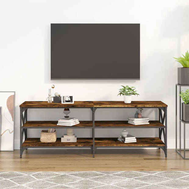 The Living Store TV-meubel Industrieel - 140 x 40 x 50 cm - Gerookt eiken