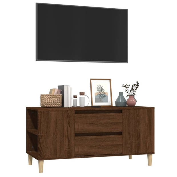 The Living Store TV-meubel - Scandinavische stijl - Meubel - Afmetingen- 102 x 44.5 x 50 cm - Kleur- Bruineiken