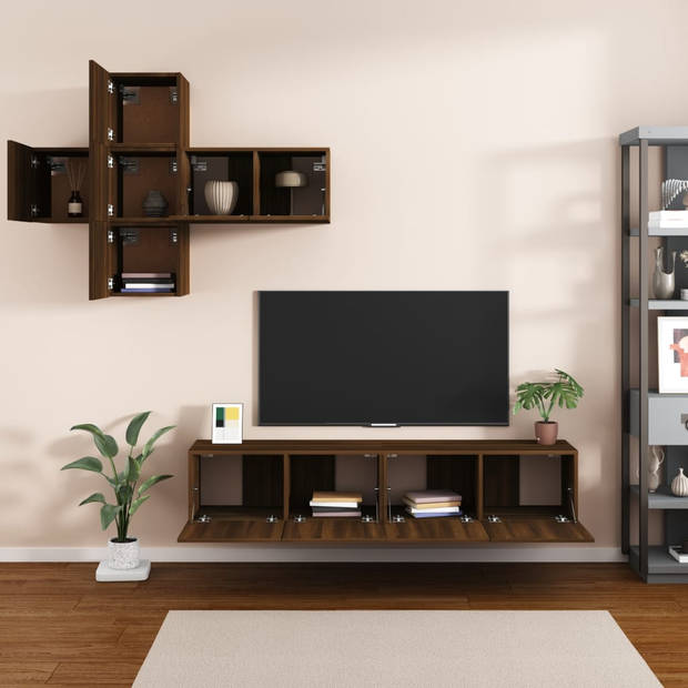 The Living Store TV-meubelset - Bruineiken - 4x30.5x30 cm - 1x60x30 cm - 2x80x30 cm